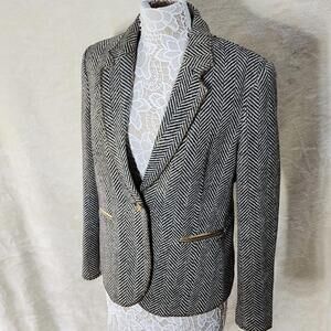Flawless FDJ tweed blazer jacket brown cream metallic thread L (V9